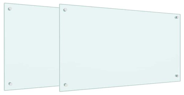 Panel kuchenny 2 pcs Biały 90 x 50 cm szkło hartowane