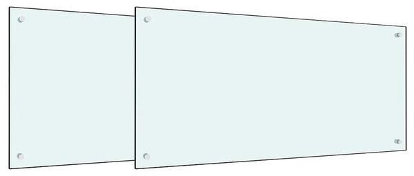Panel kuchenny 2 pcs Biały 100 x 50 cm szkło hartowane