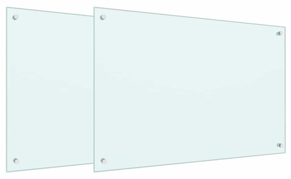 Panel kuchenny 2 pcs Biały 90 x 60 cm szkło hartowane
