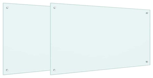 Panel kuchenny 2 pcs Biały 100 x 60 cm szkło hartowane