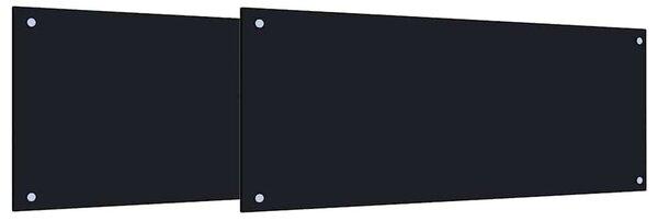 Panel kuchenny 2 pcs Czarny 100 x 40 cm szkło hartowane