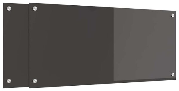Panel kuchenny 2 pcs Ciemnoszary 90 x 40 cm szkło hartowane