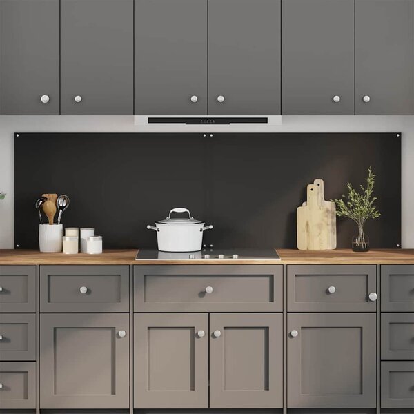 Panel kuchenny 2 pcs Czarny 100 x 60 cm szkło hartowane