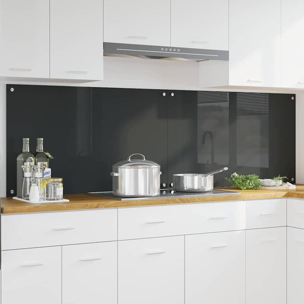 Panel kuchenny 2 pcs Ciemnoszary 100 x 60 cm szkło hartowane