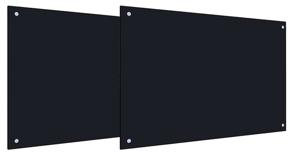 Panel kuchenny 2 pcs Czarny 90 x 50 cm szkło hartowane