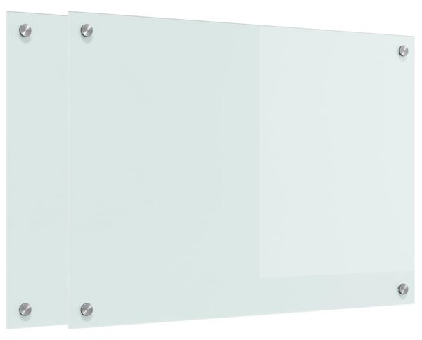 Panel kuchenny 2 pcs Biały 70 x 50 cm szkło hartowane