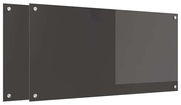 Panel kuchenny 2 pcs Ciemnoszary 100 x 50 cm szkło hartowane