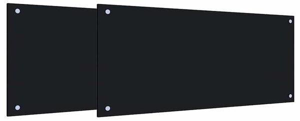Panel kuchenny 2 pcs Czarny 90 x 40 cm szkło hartowane