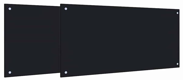 Panel kuchenny 2 pcs Czarny 100 x 50 cm szkło hartowane