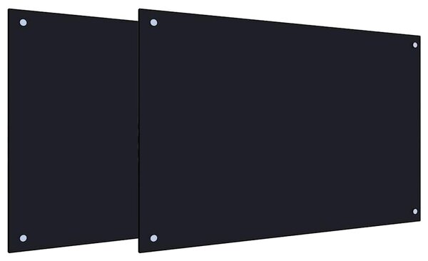 Panel kuchenny 2 pcs Czarny 90 x 60 cm szkło hartowane