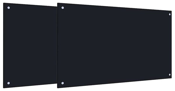 Panel kuchenny 2 pcs Czarny 100 x 60 cm szkło hartowane