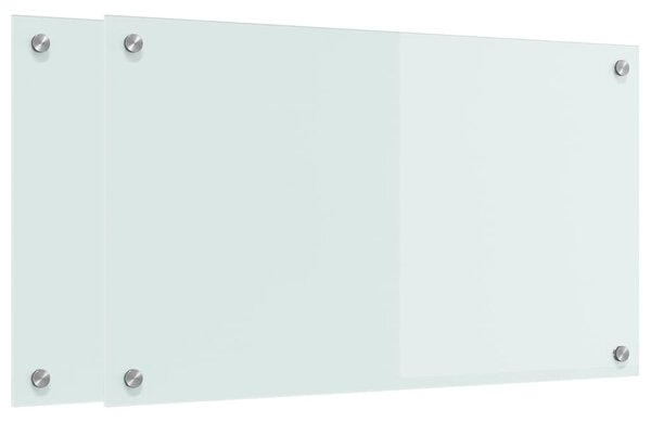 Panel kuchenny 2 pcs Biały 70 x 40 cm szkło hartowane