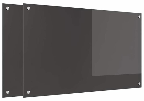 Panel kuchenny 2 pcs Ciemnoszary 100 x 60 cm szkło hartowane