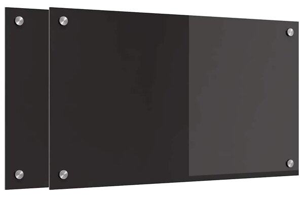 Panel kuchenny 2 pcs Czarny 70 x 40 cm szkło hartowane