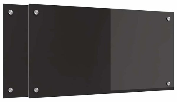 Panel kuchenny 2 pcs Czarny 80 x 40 cm szkło hartowane