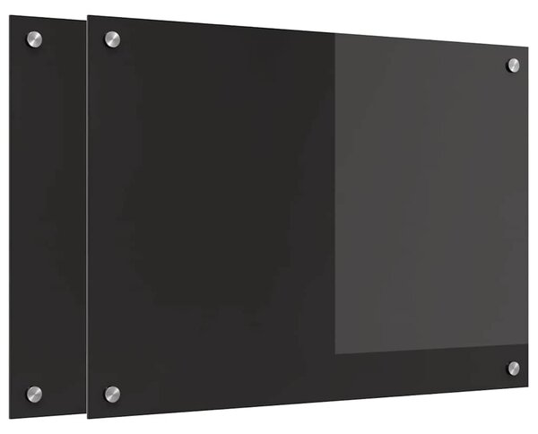 Panel kuchenny 2 pcs Czarny 70 x 50 cm szkło hartowane