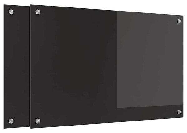 Panel kuchenny 2 pcs Czarny 80 x 50 cm szkło hartowane