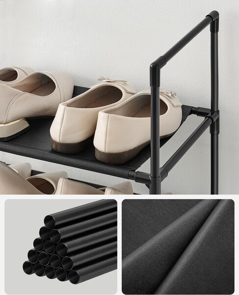 Szafka na buty z metalową ramą ORDEN 173x33 cm, czarna