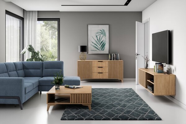 PROMOCJA Nástěnny stolik TV ENTSIAN 150x40cm, dąb artisan II. jakość
