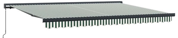 Markiza zwijana Zielony i Biały 4 × 3 m Canvas i Aluminium