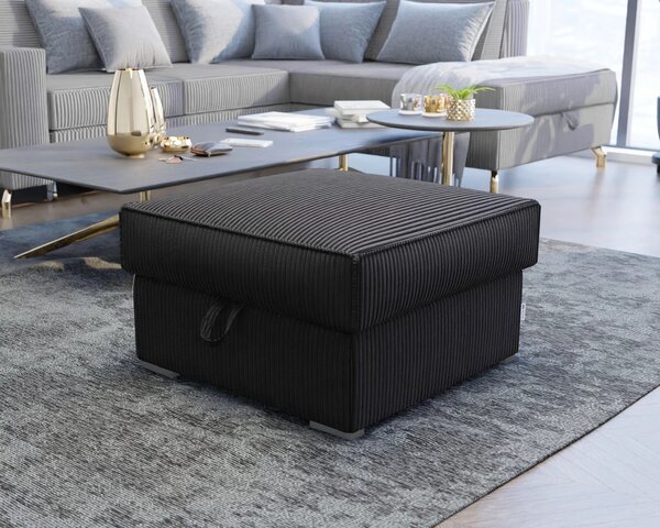 Czarny taboret SMART COSARO z miejscem do przechowywania 65x65 cm
