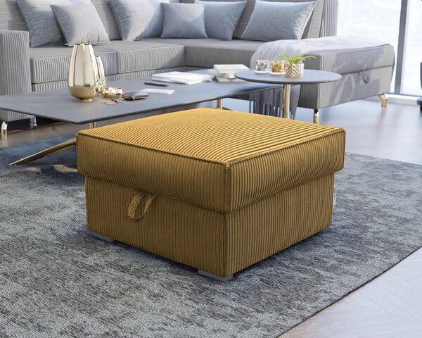 Musztardowy taboret SMART COSARO z miejscem do przechowywania 65x65 cm
