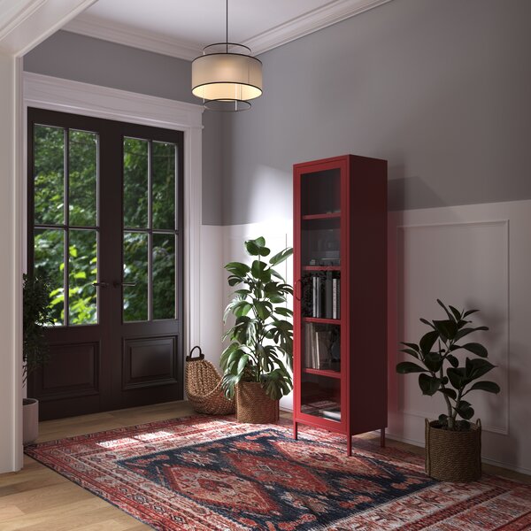 Witryna do salonu LUIGI 500 x 1800 x 350 mm, Modern: czerwona