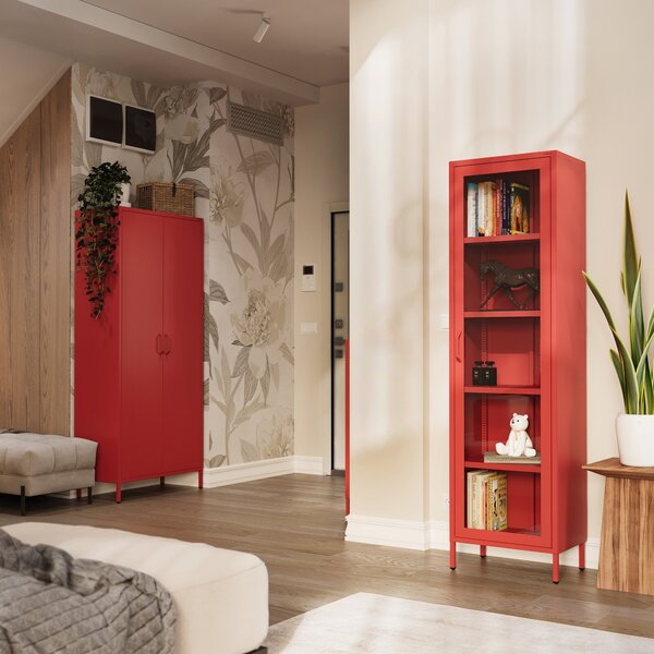 Witryna do salonu LUIGI 500 x 1800 x 350 mm, Modern: czerwona