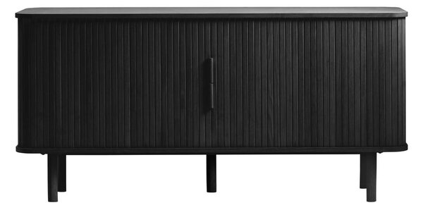 Czarna niska komoda w dekorze dębu z drzwiami przesuwnymi 76x160 cm Cavo – Unique Furniture