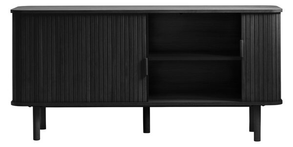 Czarna niska komoda w dekorze dębu z drzwiami przesuwnymi 76x160 cm Cavo – Unique Furniture