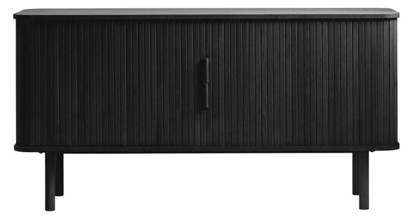 Czarna niska komoda w dekorze dębu z drzwiami przesuwnymi 76x160 cm Cavo – Unique Furniture