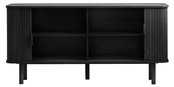 Czarna niska komoda w dekorze dębu z drzwiami przesuwnymi 76x160 cm Cavo – Unique Furniture