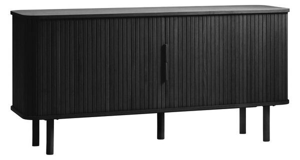 Czarna niska komoda w dekorze dębu z drzwiami przesuwnymi 76x160 cm Cavo – Unique Furniture