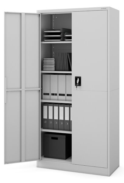 Biurowa szafa metalowa JAN, 900 x 1850 x 400 mm, Smart: szara