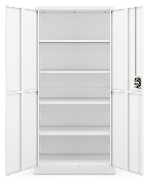 Biurowa szafa metalowa JAN, 900 x 1850 x 400 mm, Smart: biała