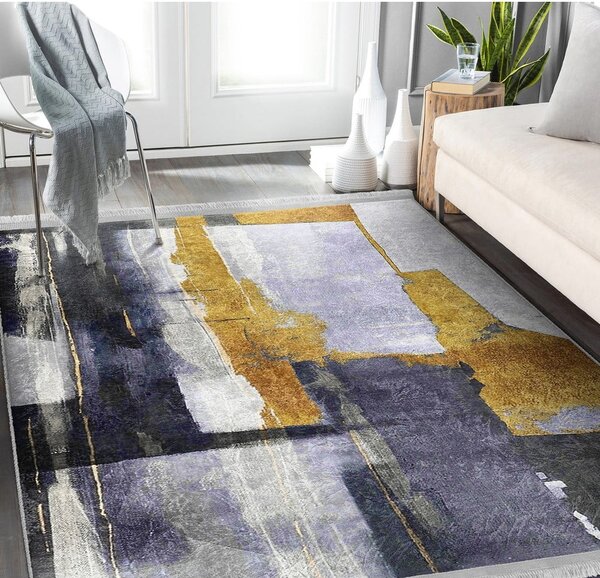 Żółty/ciemnoniebieski dywan odpowiedni do prania 80x150 cm Unique – Mila Home