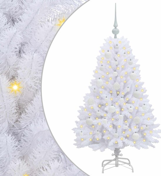 Sztuczna choinka z zawiasami z podstawą Biały 120 cm PVC i Stal