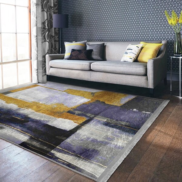 Żółty/ciemnoniebieski dywan odpowiedni do prania 80x150 cm Unique – Mila Home