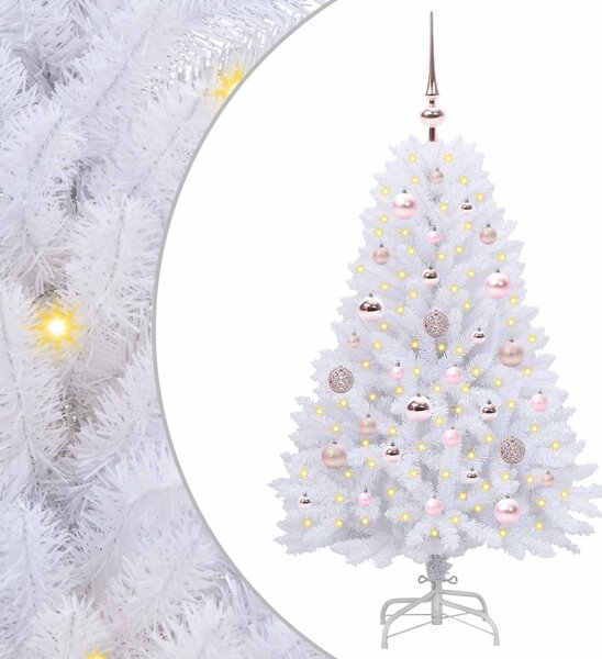 Sztuczna choinka z zawiasami z podstawą Biały 120 cm PVC i Stal
