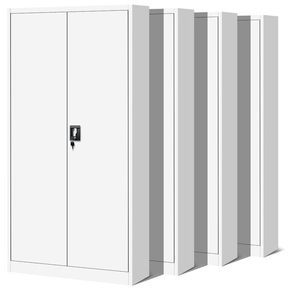 Zestaw 4x biurowa szafa metalowa na akta JAN, 900 x 1850 x 400 mm, biała