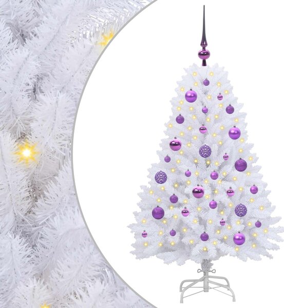 Sztuczna choinka z zawiasami z podstawą Biały 120 cm PVC i Stal