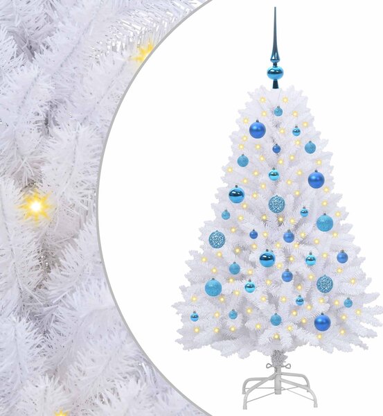 Sztuczna choinka z zawiasami z podstawą Biały 120 cm PVC i Stal