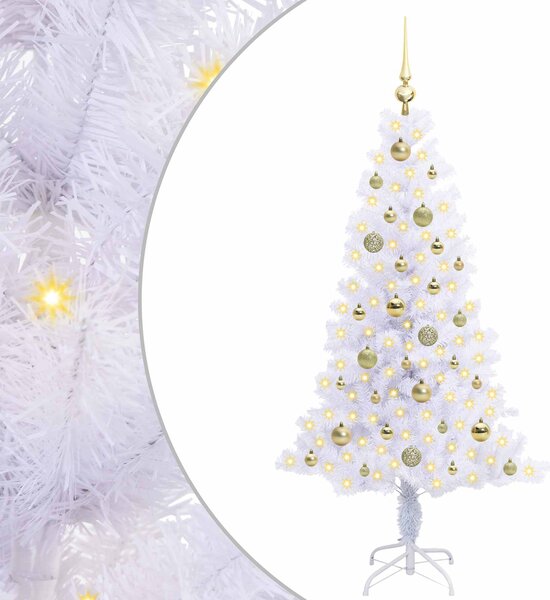 Sztuczna choinka z 150 diodami LED Biały 150 cm PVC i Stal