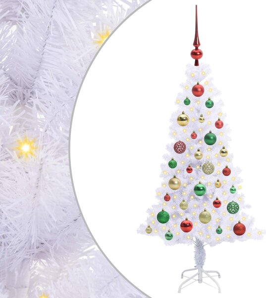 Sztuczna choinka z 150 diodami LED Biały 120 cm PVC i Stal