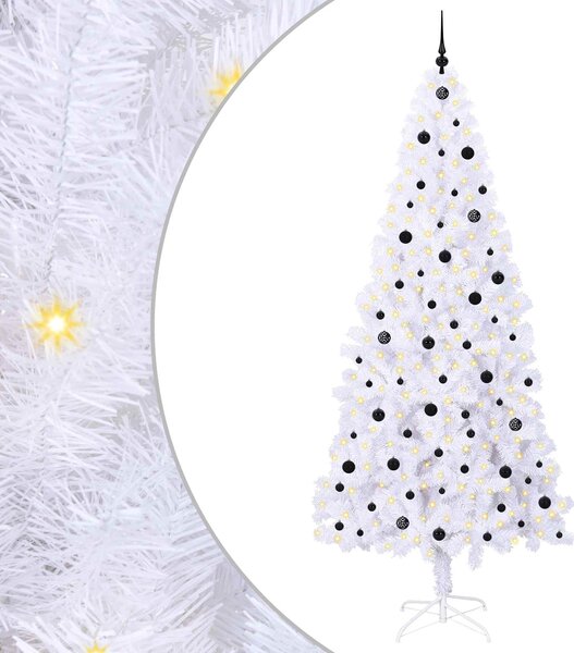 Sztuczna choinka z 300 diodami LED Biały 240 cm PVC i stal