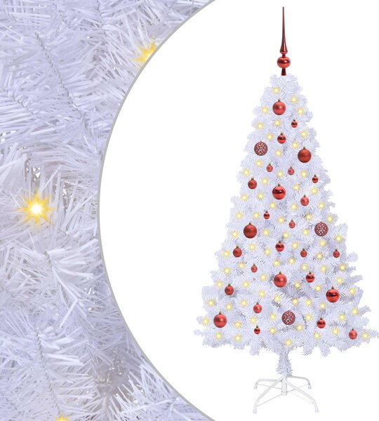 Sztuczna choinka z 150 diodami LED Biały 150 cm PVC i stal