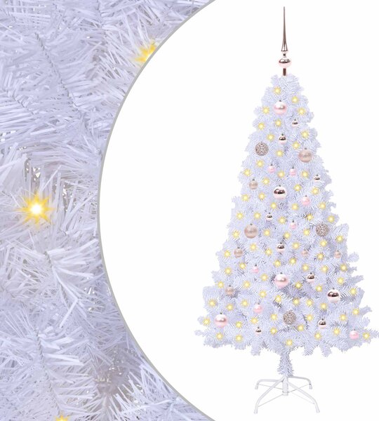 Sztuczna choinka z 150 diodami LED Biały 150 cm PVC i stal