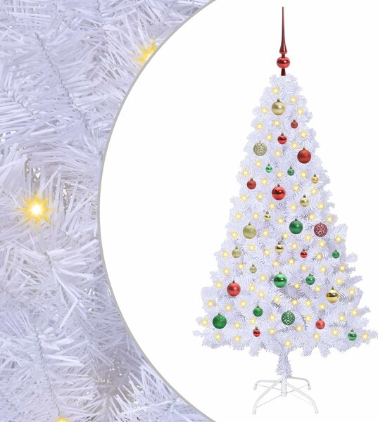 Sztuczna choinka z 150 diodami LED Biały 150 cm PVC i stal