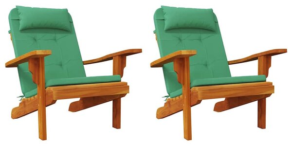 Poduszki na krzesła Gładki 2 pcs Zielony 58 x 77 x 4,5 cm