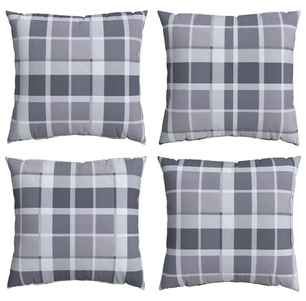 Poduszka na zewnątrz 4 pcs Szary w krate 60 x 60 cm tkanina